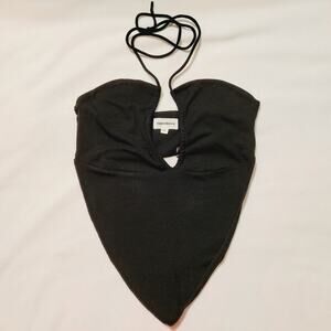 Revolve Superdown black keyhole neck bandana hem neck tie halter top size XS